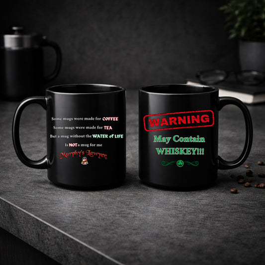 WARNING – May Contain Whiskey | 15oz Black Ceramic Mug